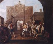 William Hogarth At the city gate of Calais oil